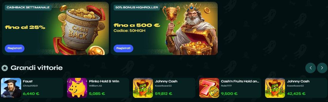 Offerta cashback settimanale Savaspin con monete d’oro Schermo Savaspin con promo cashback settimanale e vaso pieno di monete dorate, mostrato nella sezione bonus del casinò